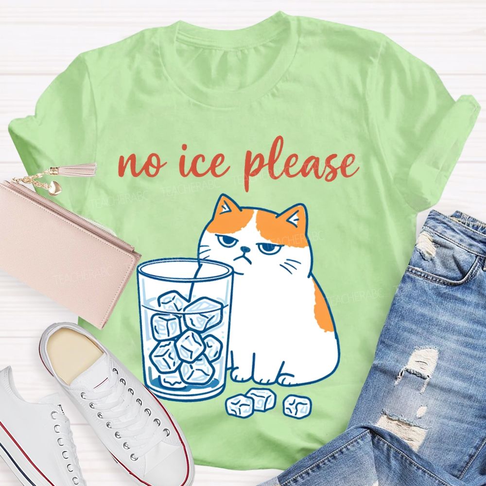 No Ice Please And Fat Cat Teacher T-shirt