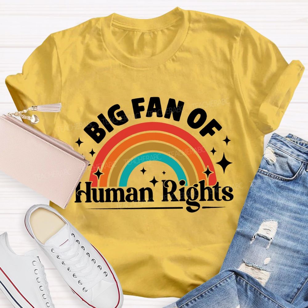 Big Fan Of Human Rights Rainbow Graphic Teacher T-shirt