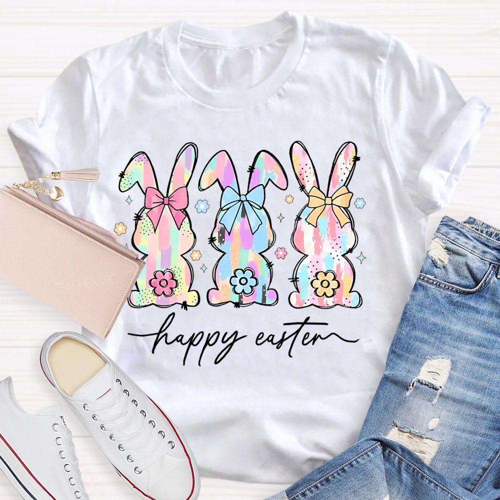 Happy Easter Bunny Graphics Teacher T-shirt