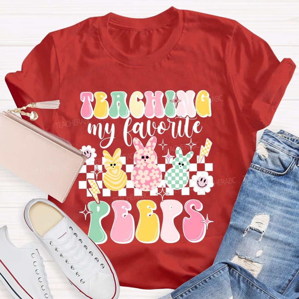Teaching My Favorite Peeps Colorful Letters Bunny Teacher T-shirt