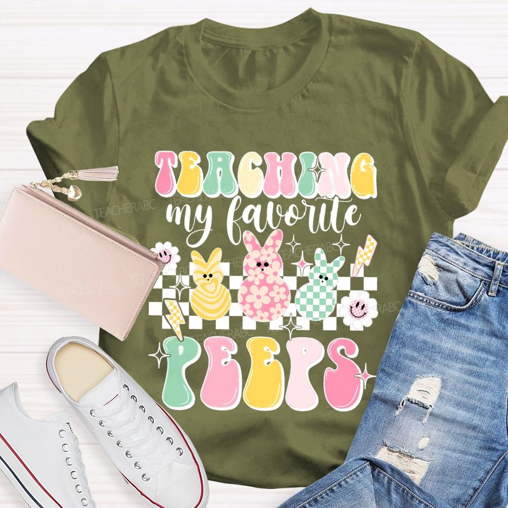 Teaching My Favorite Peeps Colorful Letters Bunny Teacher T-shirt
