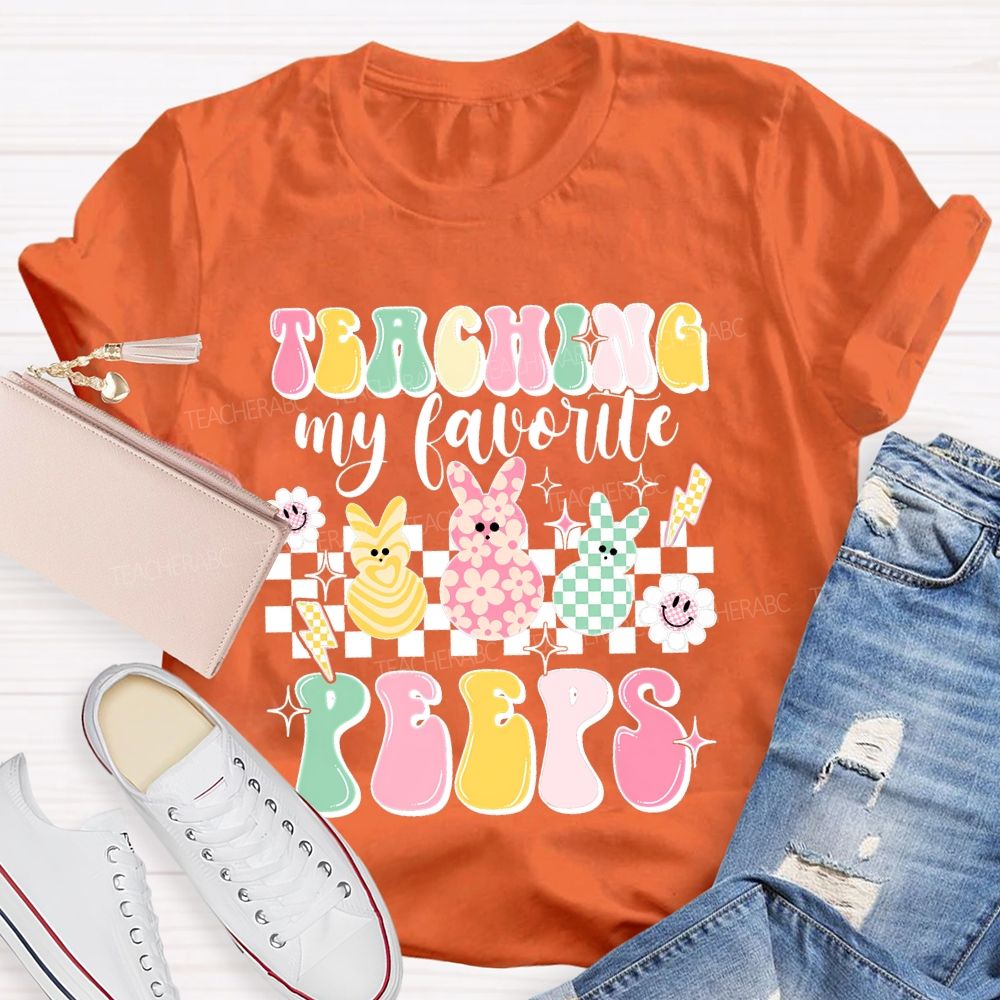 Teaching My Favorite Peeps Colorful Letters Bunny Teacher T-shirt