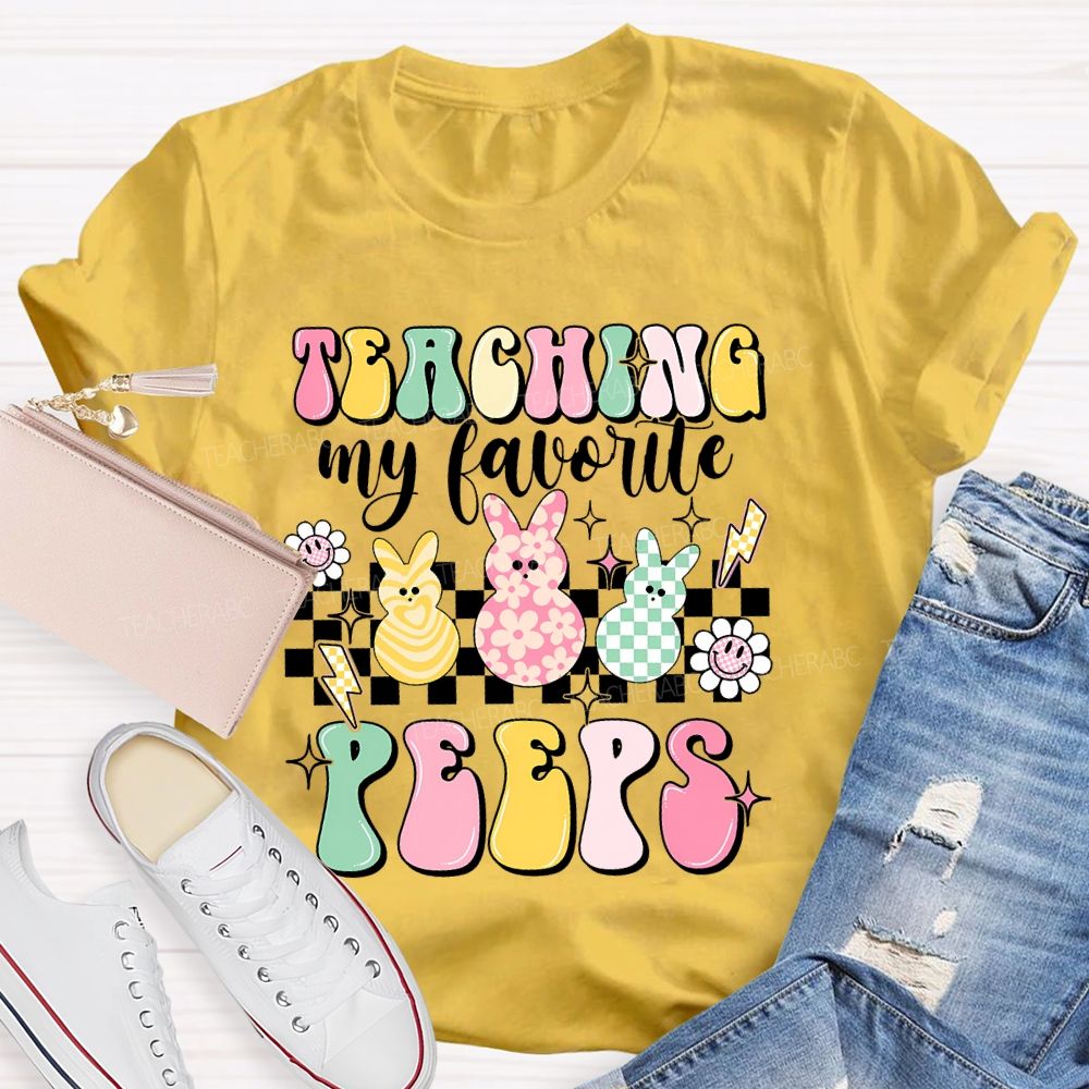 Teaching My Favorite Peeps Colorful Letters Bunny Teacher T-shirt