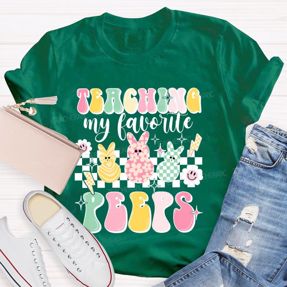 Teaching My Favorite Peeps Colorful Letters Bunny Teacher T-shirt