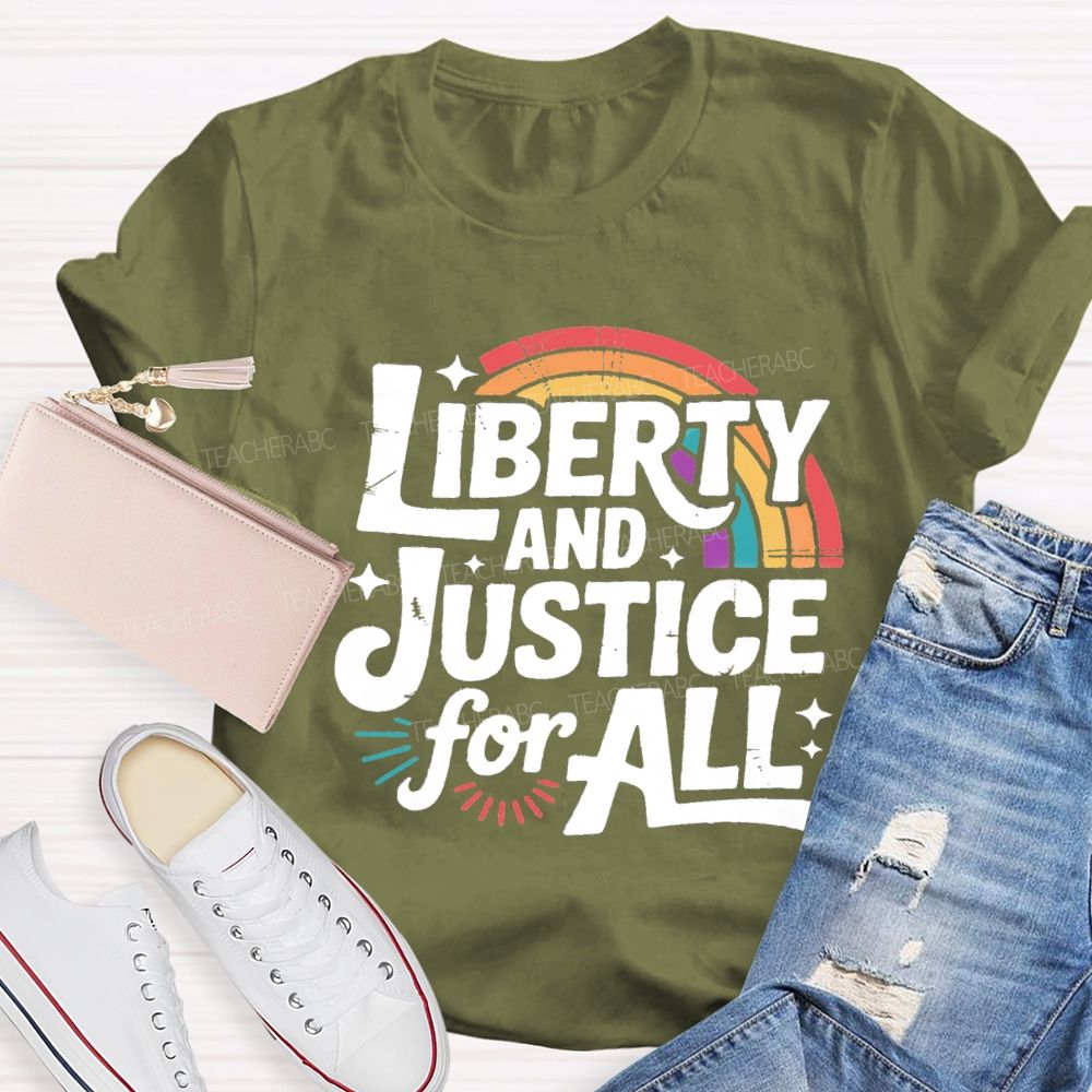 Liberty And Justice For All Rainbow T-shirt