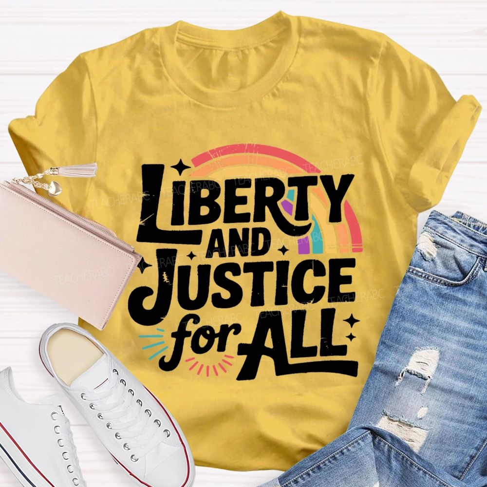 Liberty And Justice For All Rainbow T-shirt
