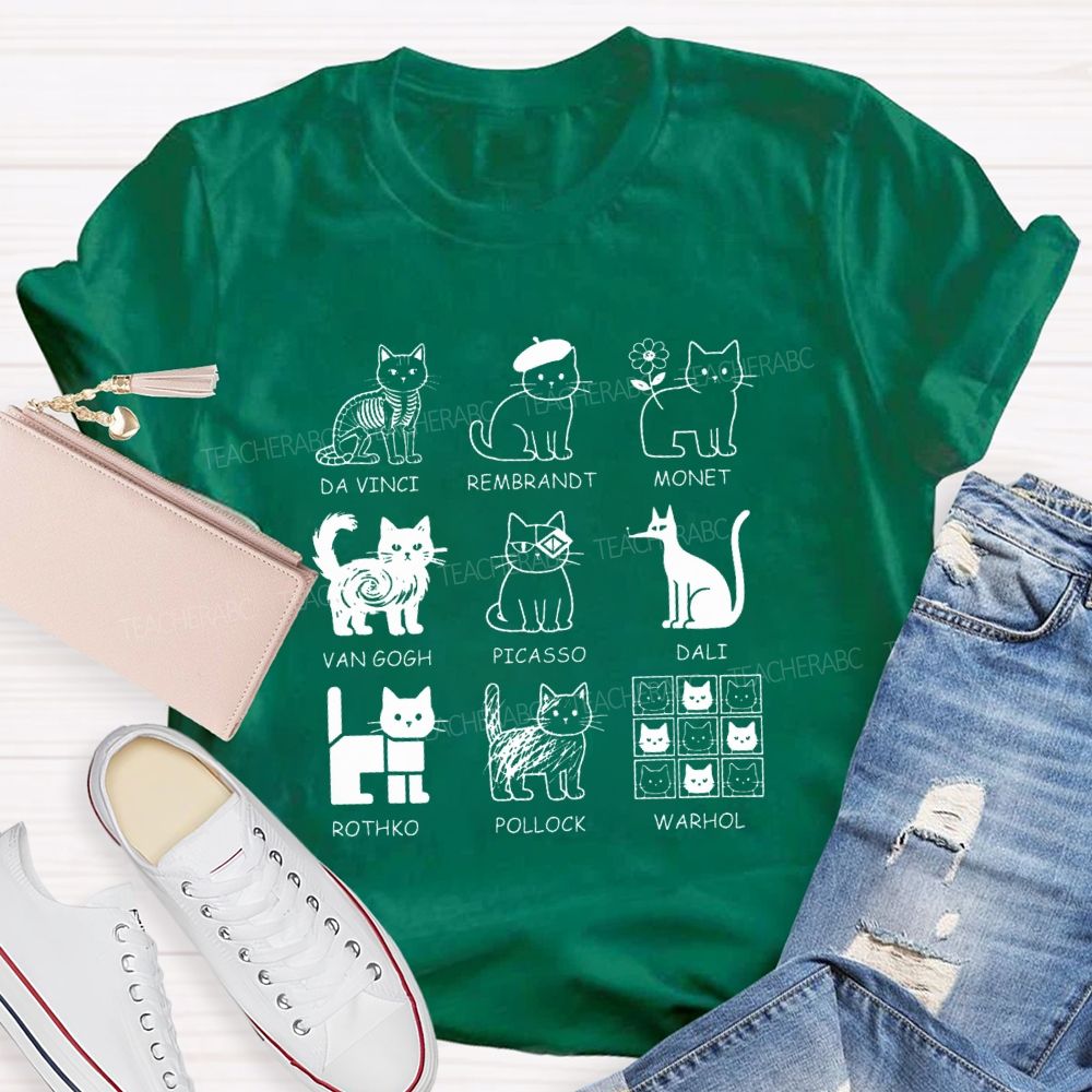 Different Forms Of Cats Artist Cat Teacher T-Shirt