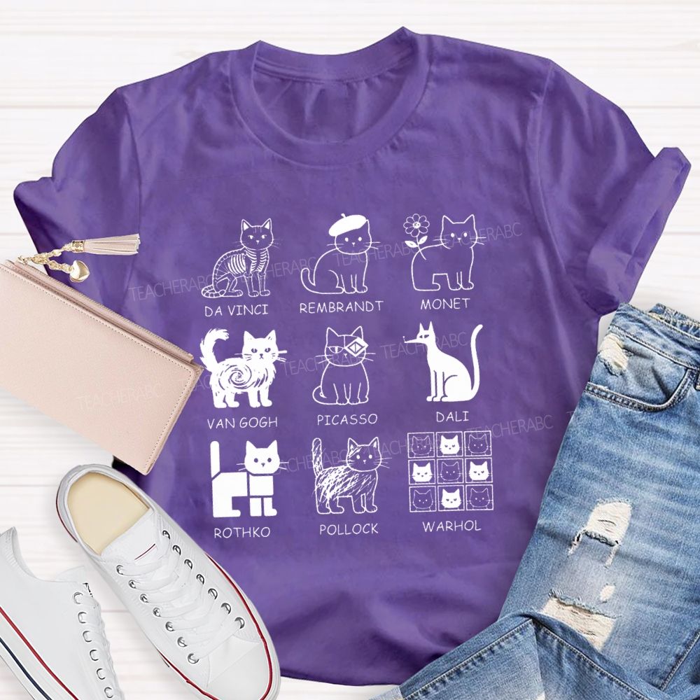 Different Forms Of Cats Artist Cat Teacher T-Shirt