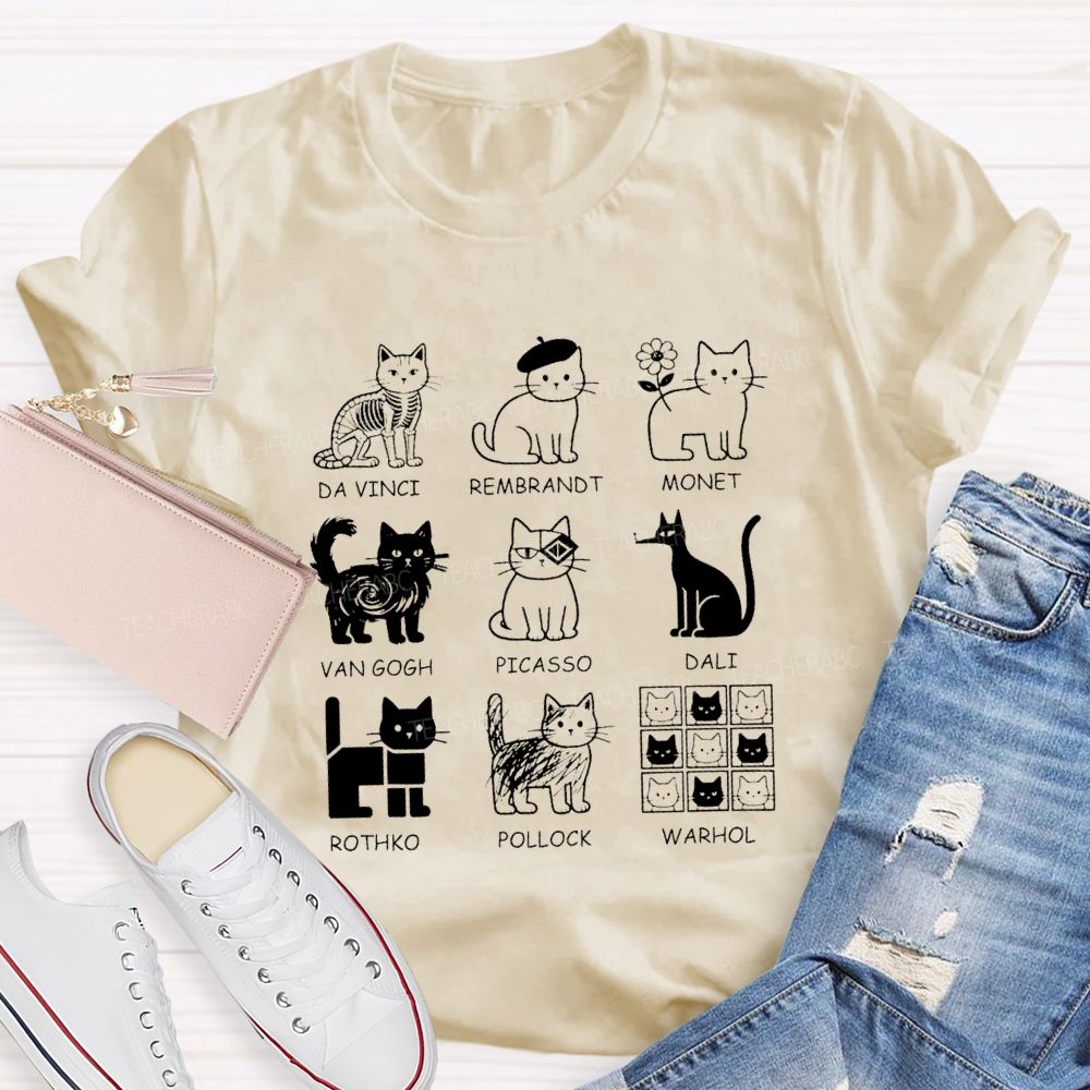 Different Forms Of Cats Artist Cat Teacher T-Shirt