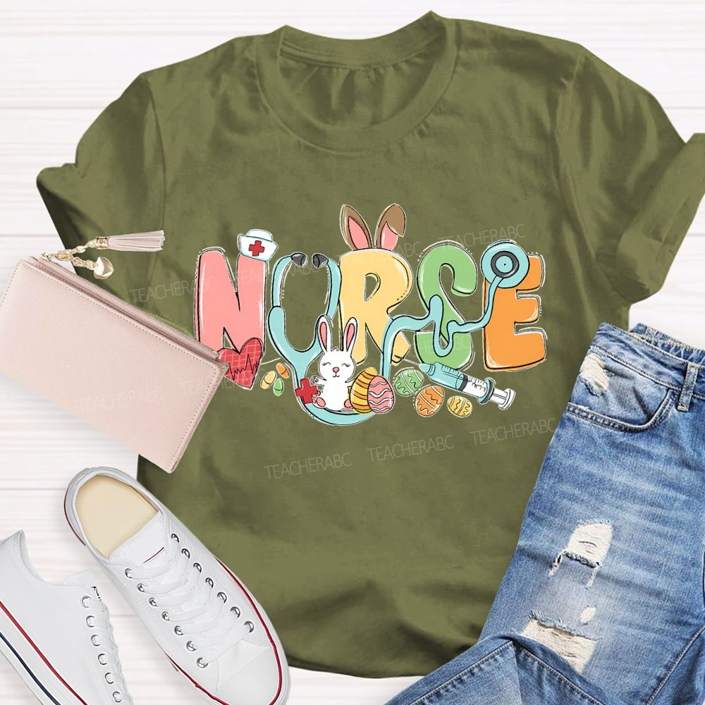 Nurse Easter Graphic Letter Teacher T-shirt