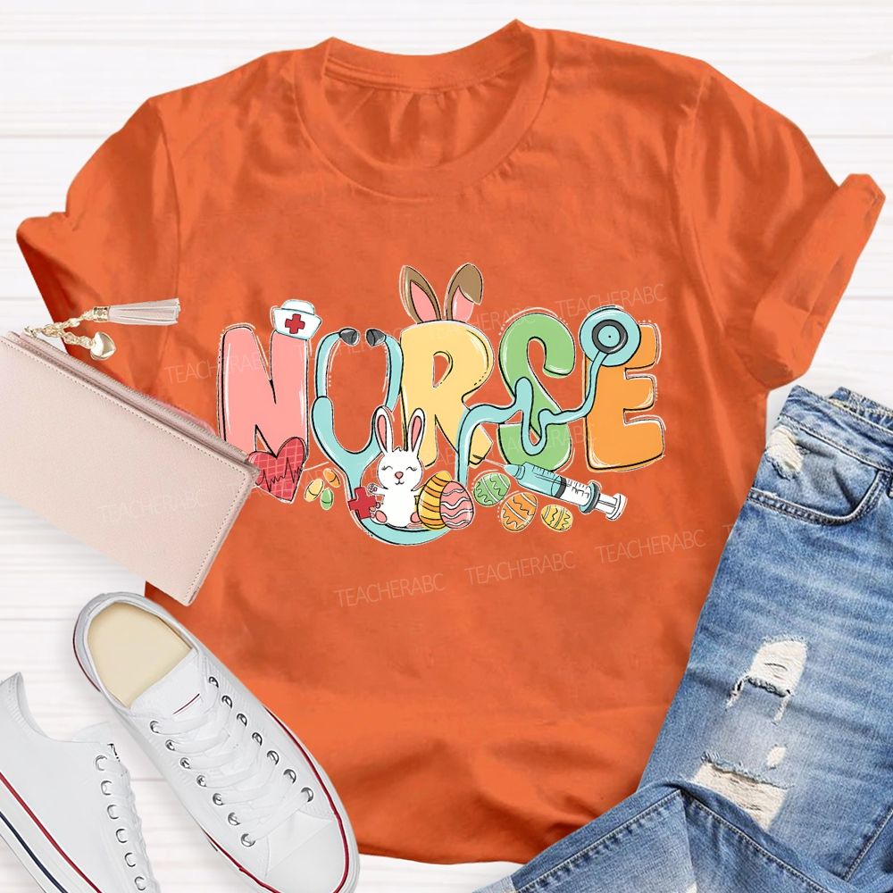 Nurse Easter Graphic Letter Teacher T-shirt