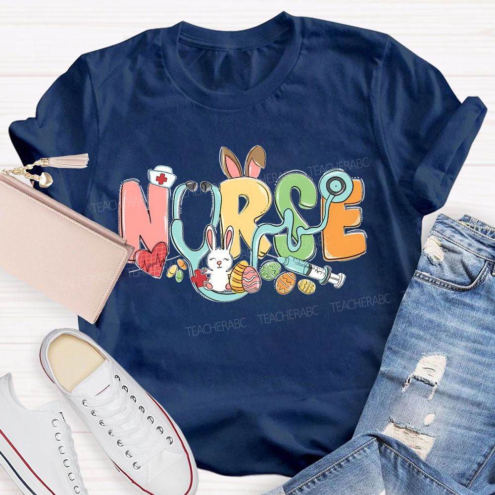 Nurse Easter Graphic Letter Teacher T-shirt