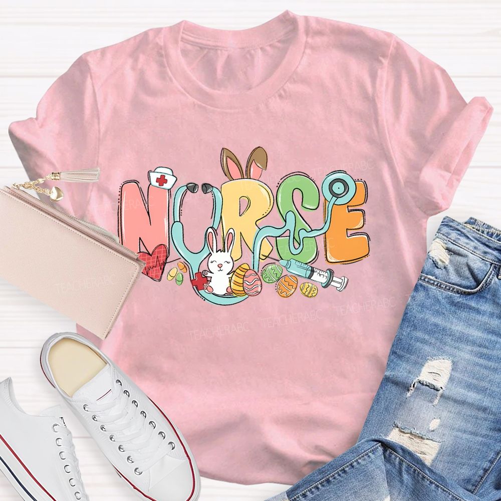 Nurse Easter Graphic Letter Teacher T-shirt