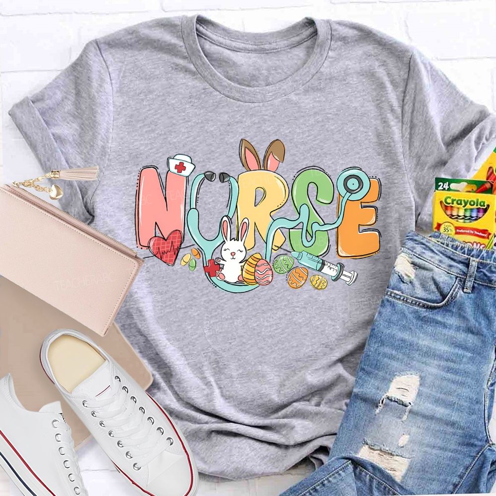 Nurse Easter Graphic Letter Teacher T-shirt