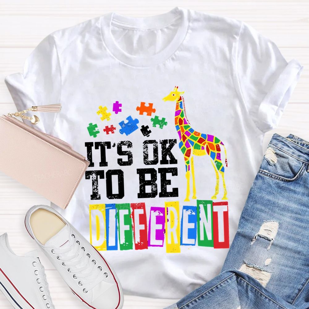 It'S Ok To Be Different Colored Blocks Teacher T-shirt