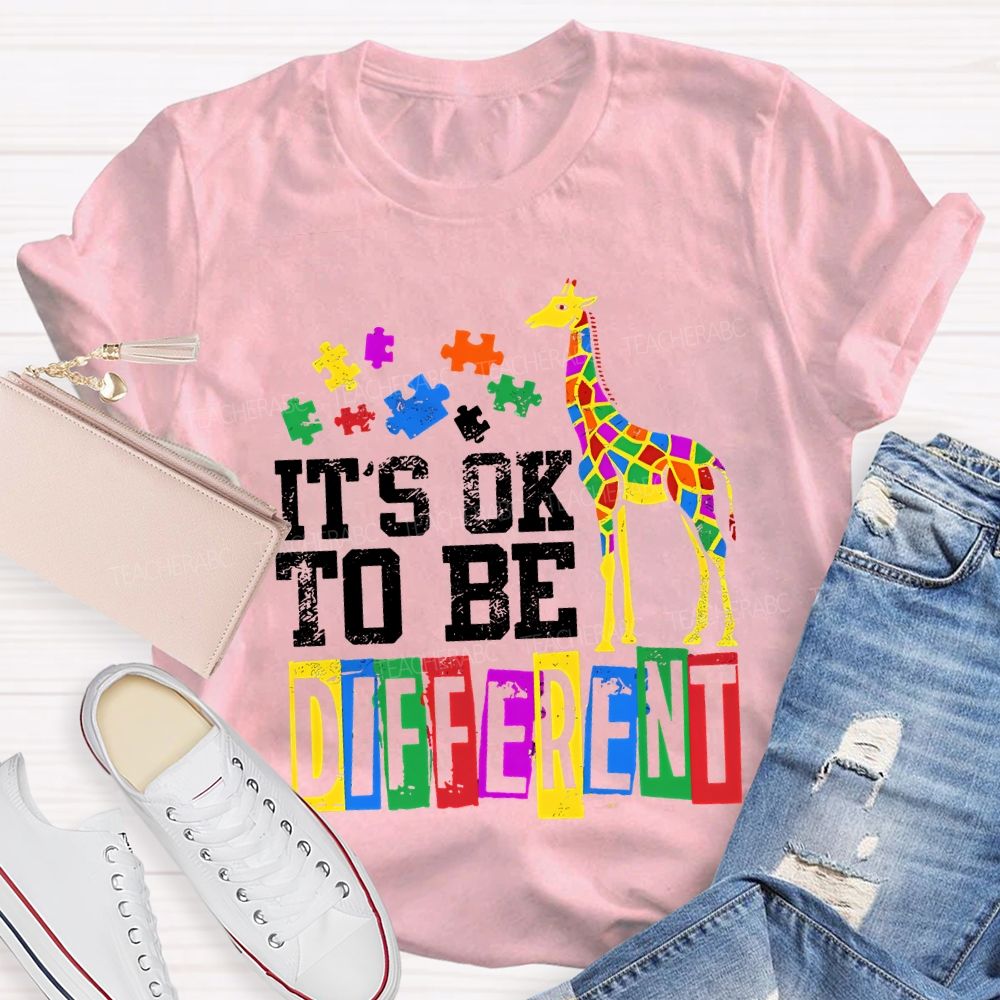 It'S Ok To Be Different Colored Blocks Teacher T-shirt