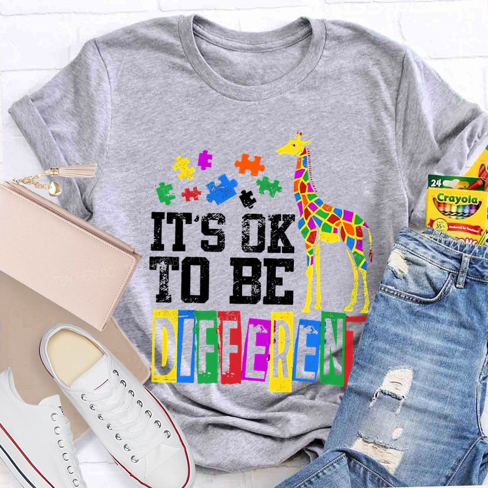 It'S Ok To Be Different Colored Blocks Teacher T-shirt