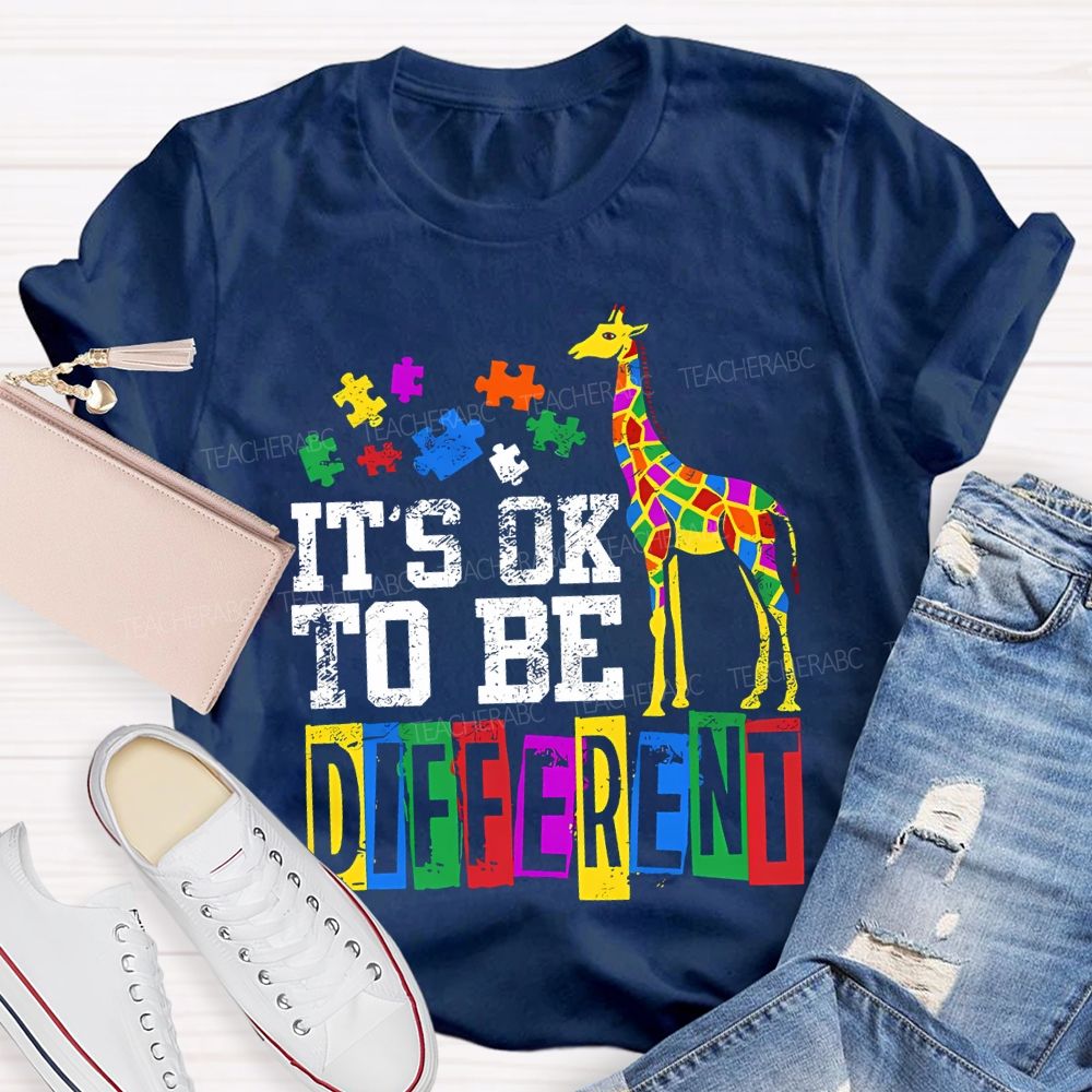 It'S Ok To Be Different Colored Blocks Teacher T-shirt