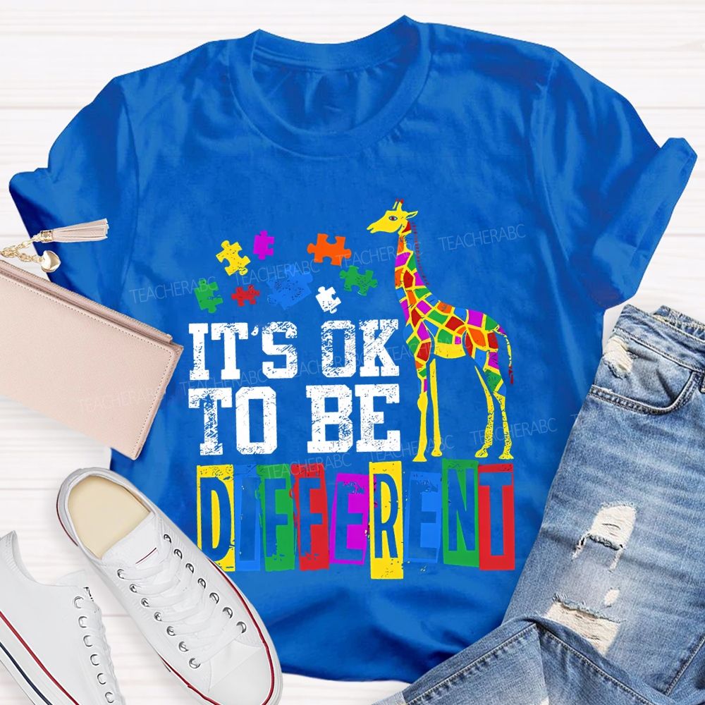 It'S Ok To Be Different Colored Blocks Teacher T-shirt
