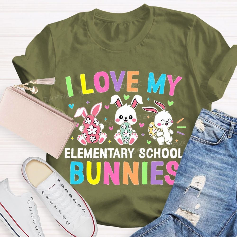 I Love My Elementary School Bunnies Teacher T-shirt