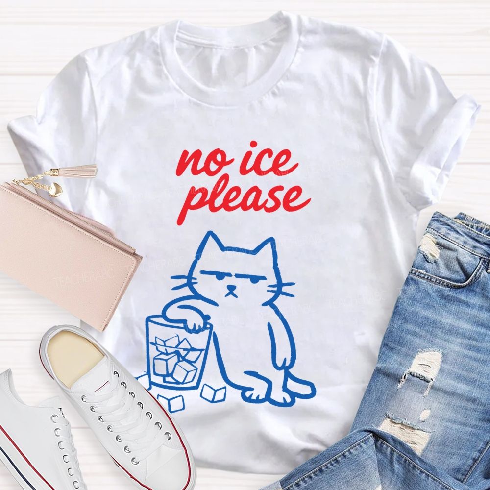 No ICE Please Cat Graphic Teacher T-shirt