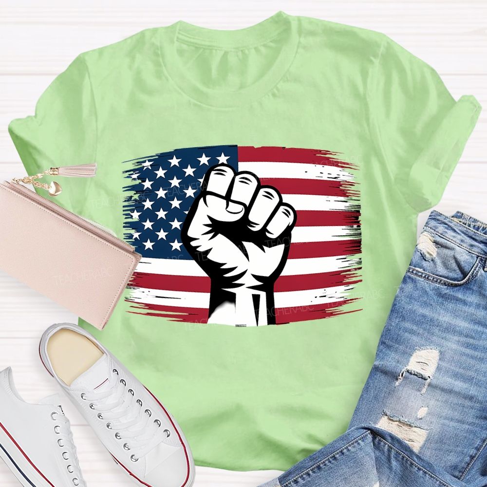 Fist Flag Teacher T-shirt