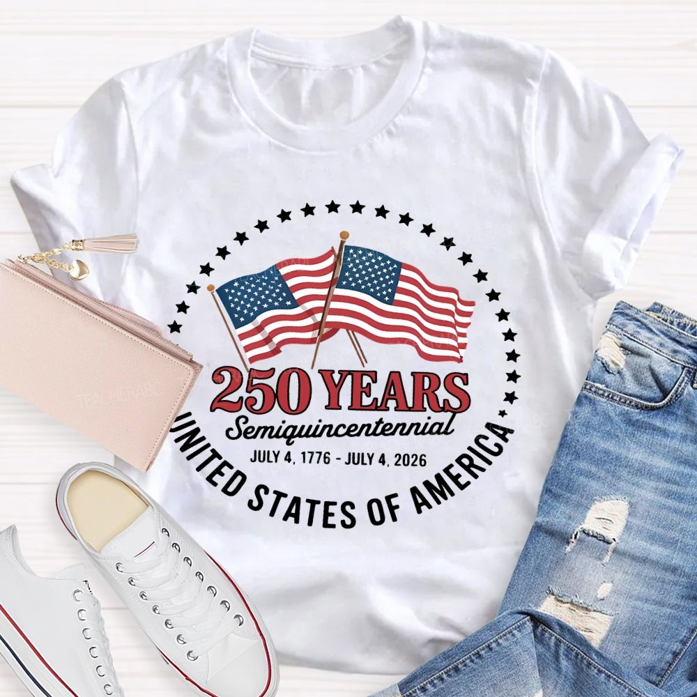 250 Years Semiquincentennial Flag Teacher T-shirt