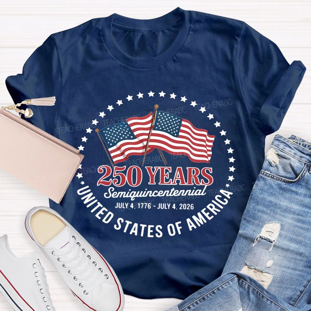 250 Years Semiquincentennial Flag Teacher T-shirt