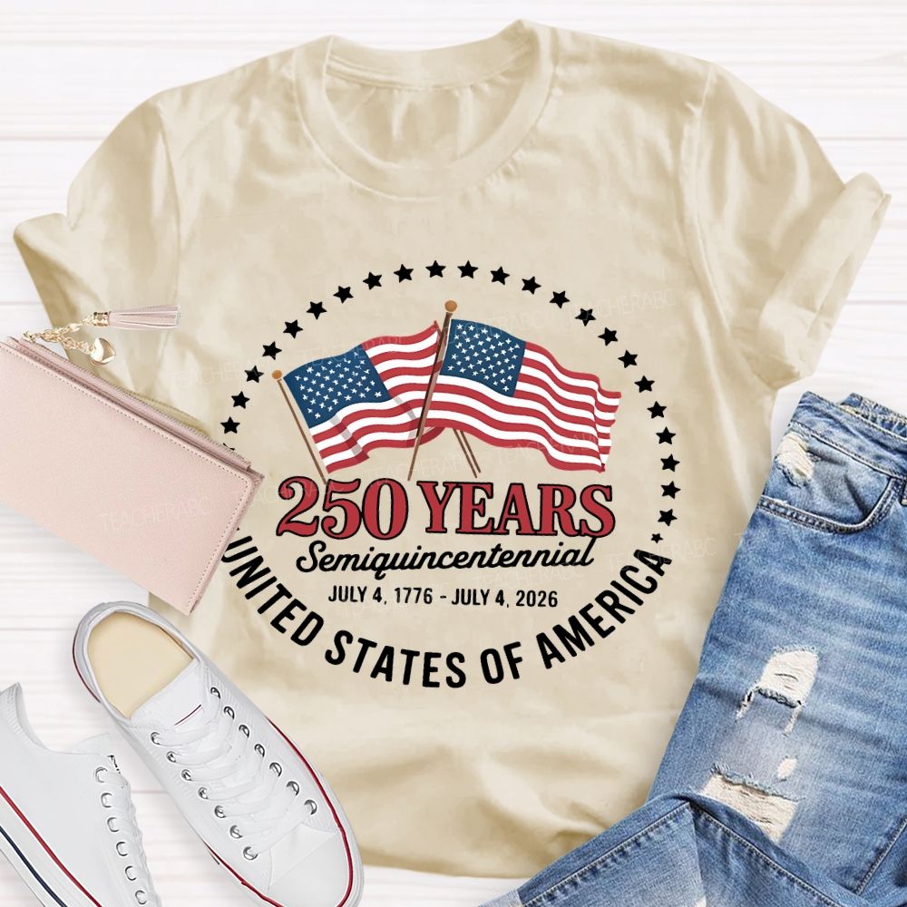 250 Years Semiquincentennial Flag Teacher T-shirt