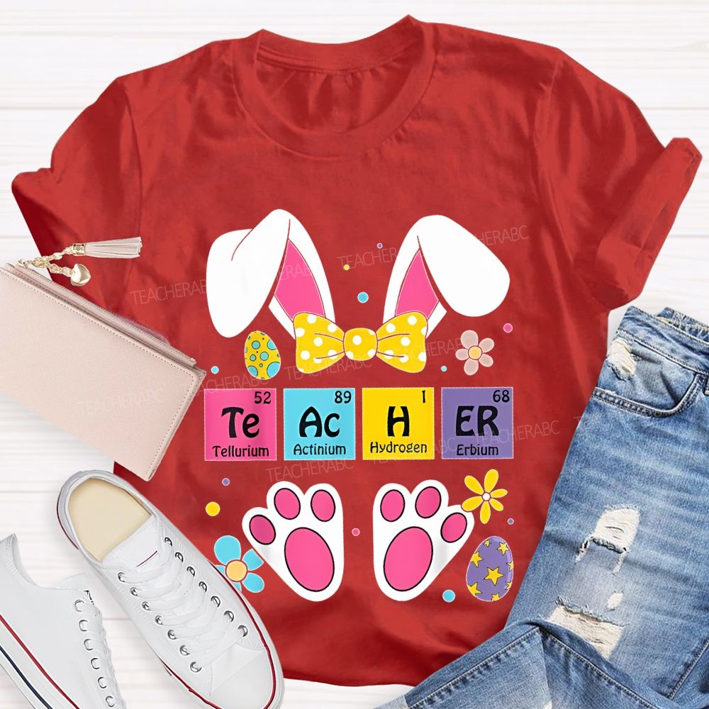Teacher Bunny Easter Egg Graphics Teacher T-shirt