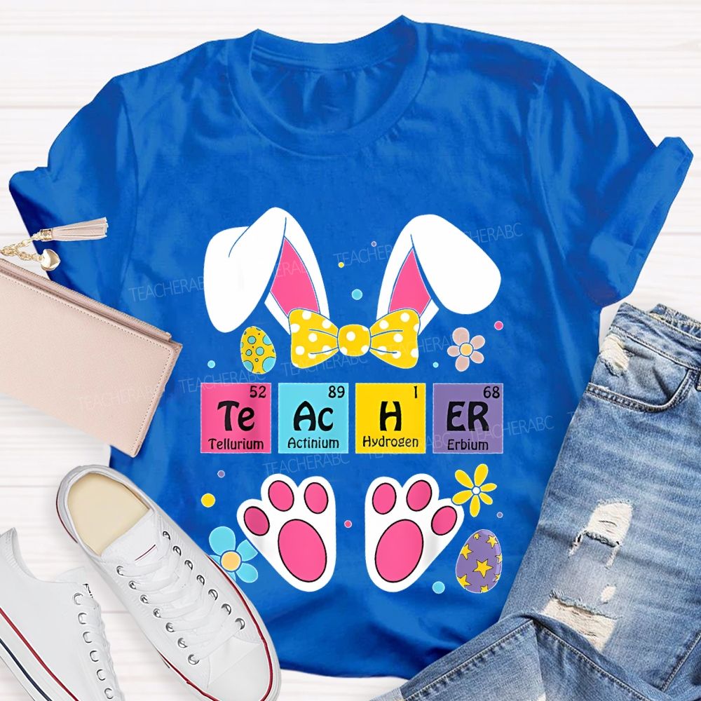 Teacher Bunny Easter Egg Graphics Teacher T-shirt