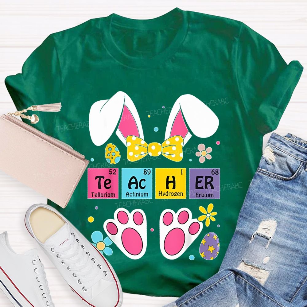Teacher Bunny Easter Egg Graphics Teacher T-shirt