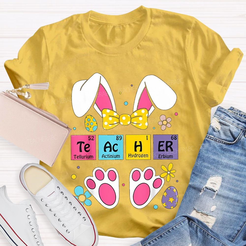 Teacher Bunny Easter Egg Graphics Teacher T-shirt