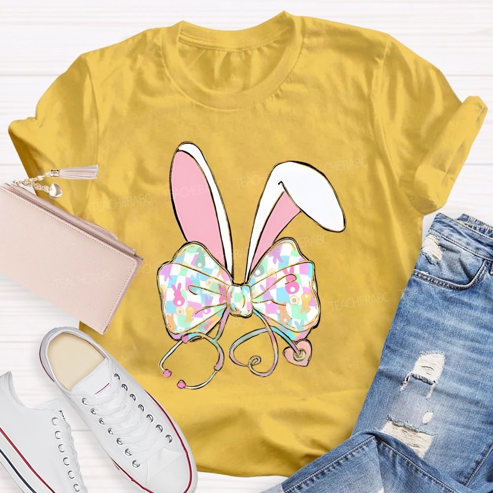 Easter Bow Stethoscope Nurse Teacher T-shirt
