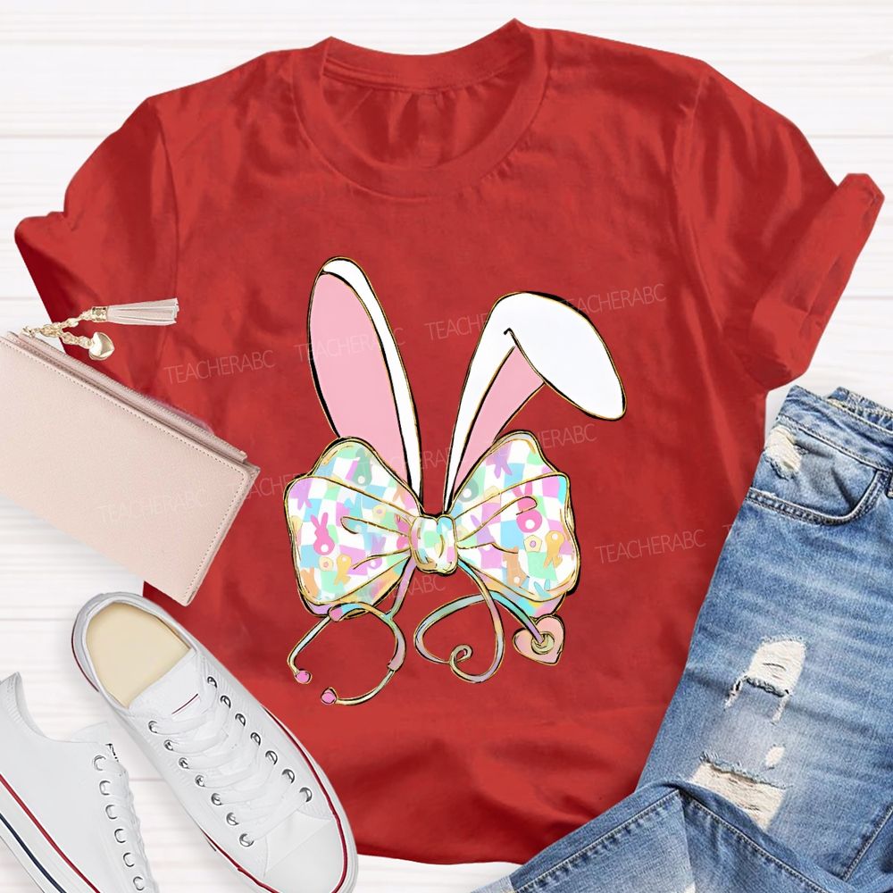 Easter Bow Stethoscope Nurse Teacher T-shirt