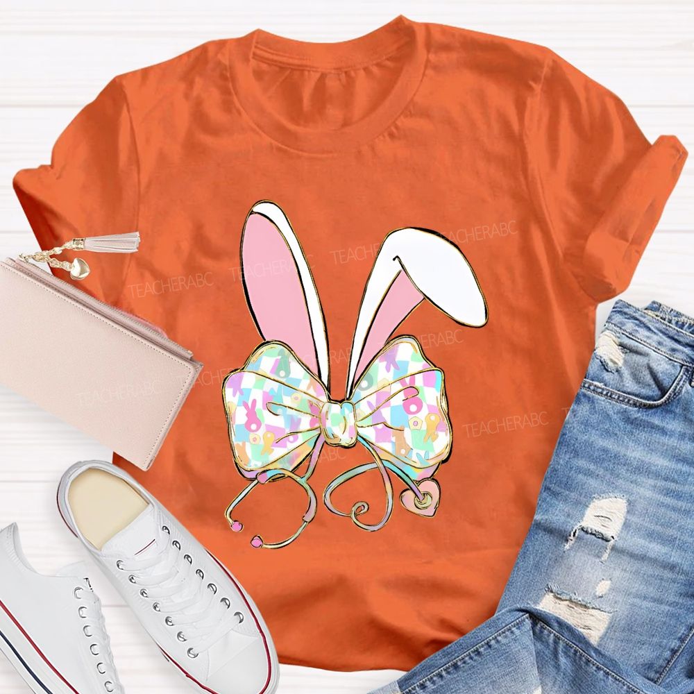 Easter Bow Stethoscope Nurse Teacher T-shirt