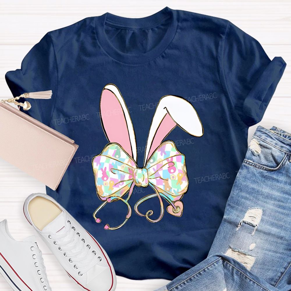 Easter Bow Stethoscope Nurse Teacher T-shirt