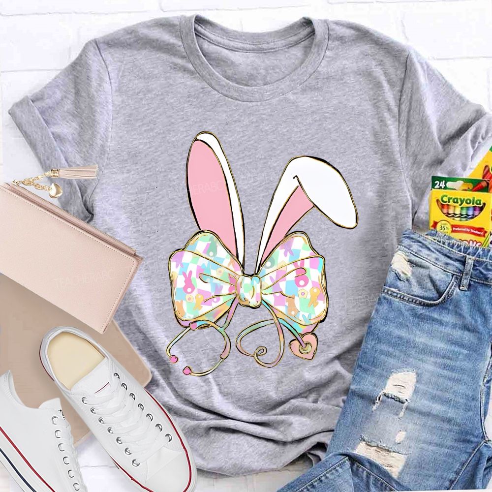 Easter Bow Stethoscope Nurse Teacher T-shirt