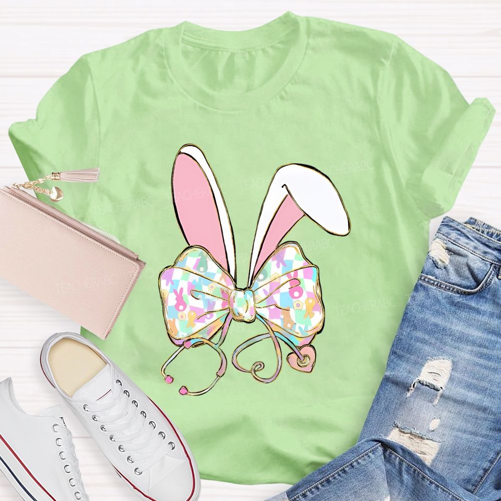 Easter Bow Stethoscope Nurse Teacher T-shirt