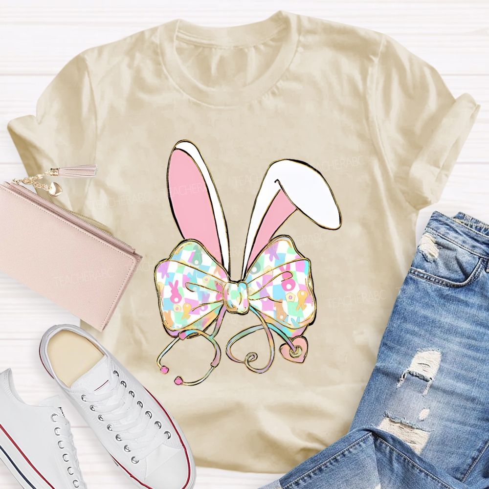 Easter Bow Stethoscope Nurse Teacher T-shirt