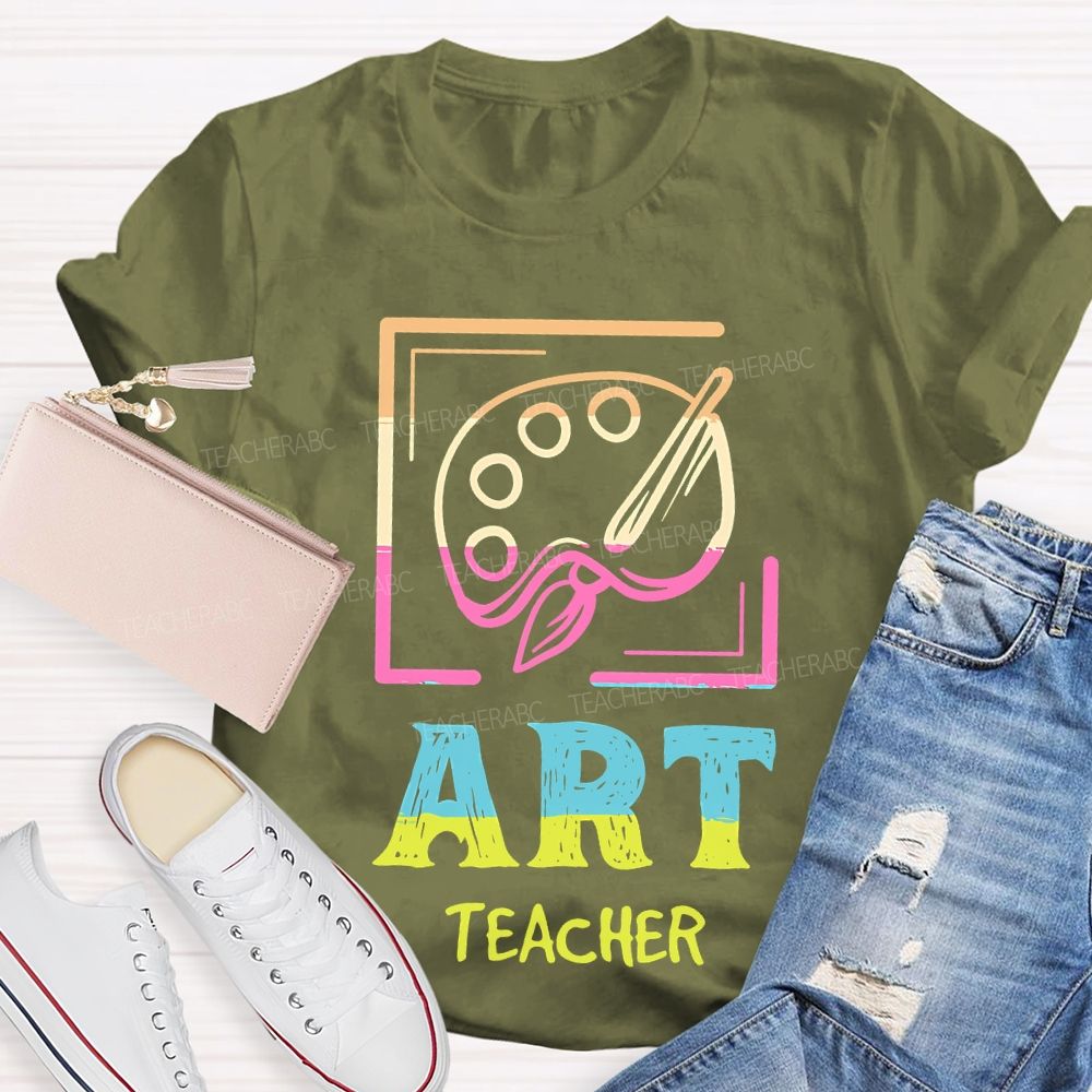 Art Teacher Colorful Letters Graphics Teacher T-shirt