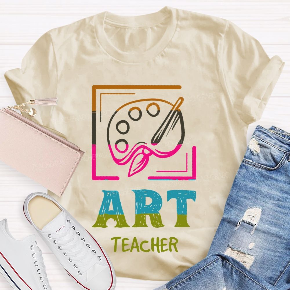 Art Teacher Colorful Letters Graphics Teacher T-shirt