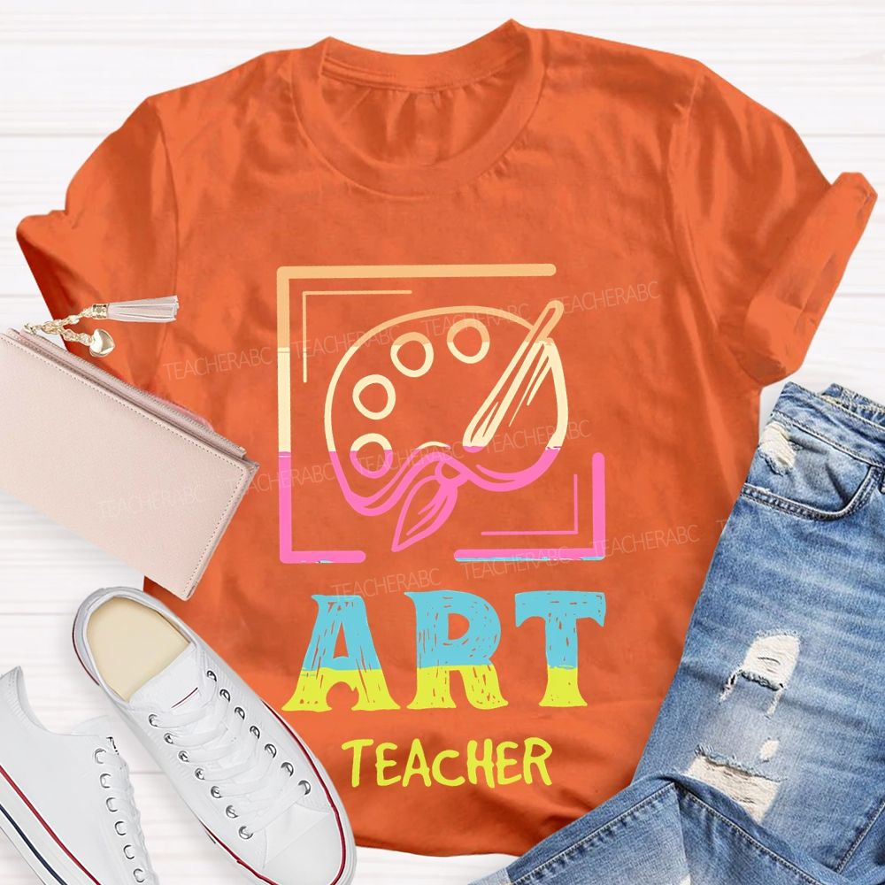Art Teacher Colorful Letters Graphics Teacher T-shirt