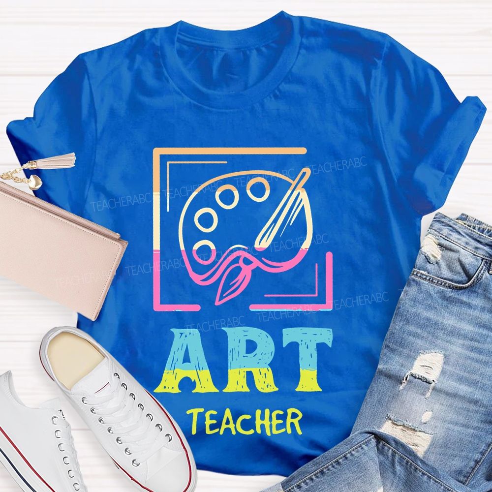 Art Teacher Colorful Letters Graphics Teacher T-shirt