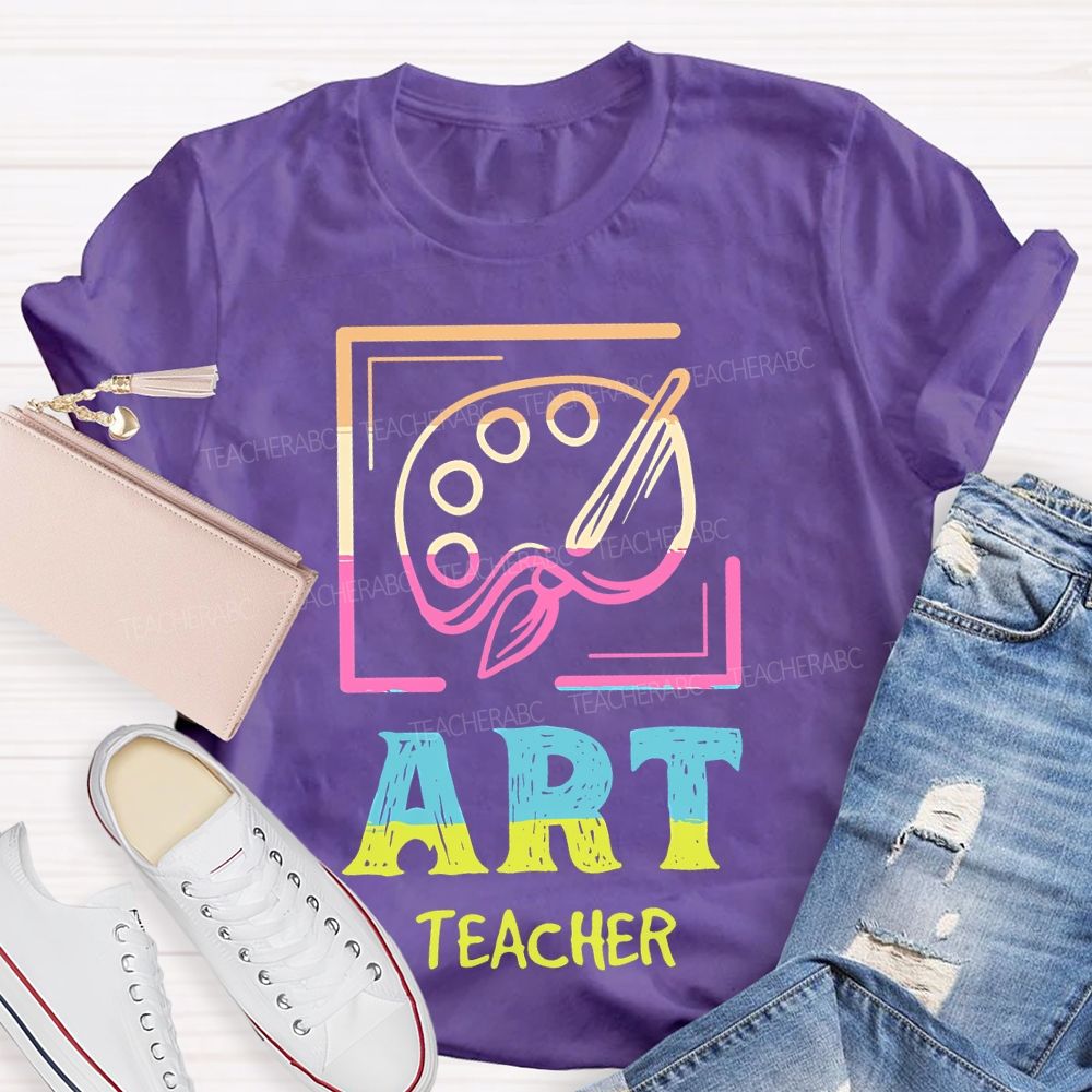 Art Teacher Colorful Letters Graphics Teacher T-shirt
