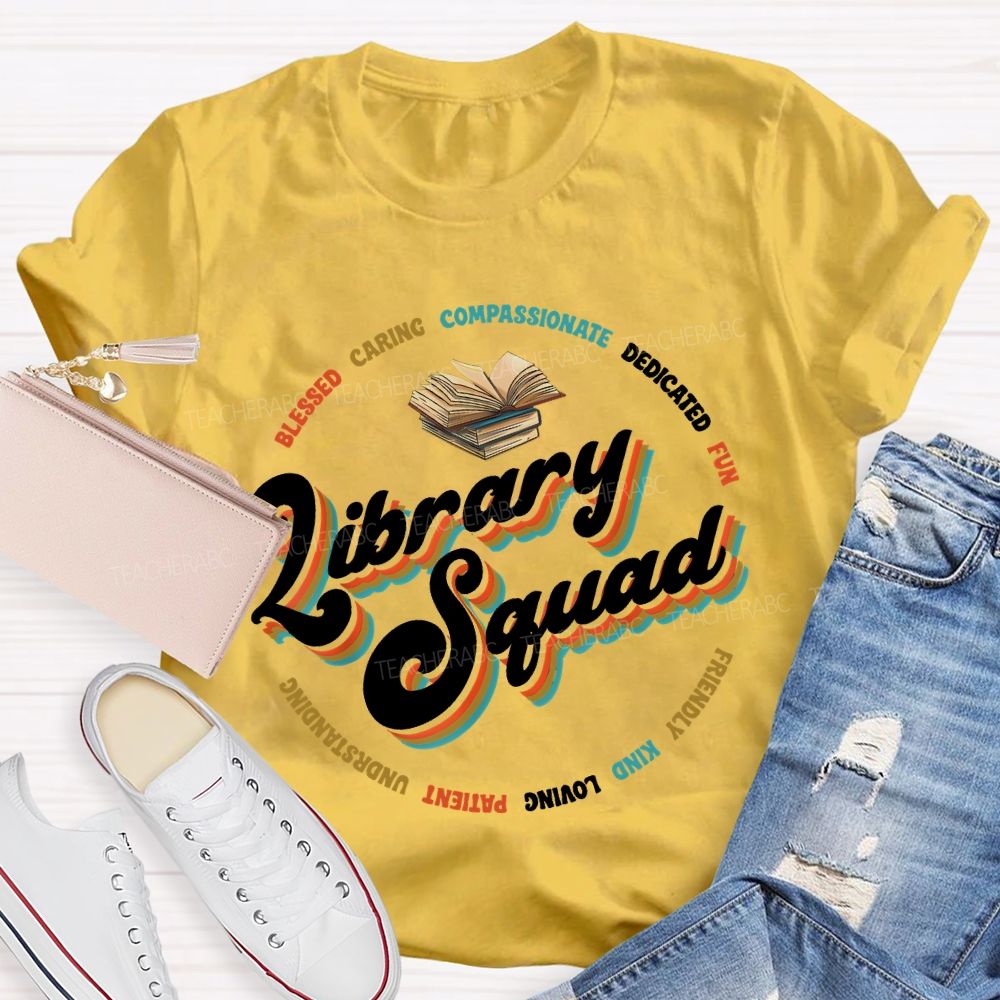 Library Squad Blessed Letters Teacher T-shirt