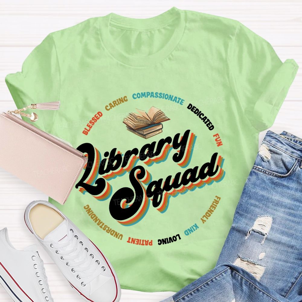 Library Squad Blessed Letters Teacher T-shirt