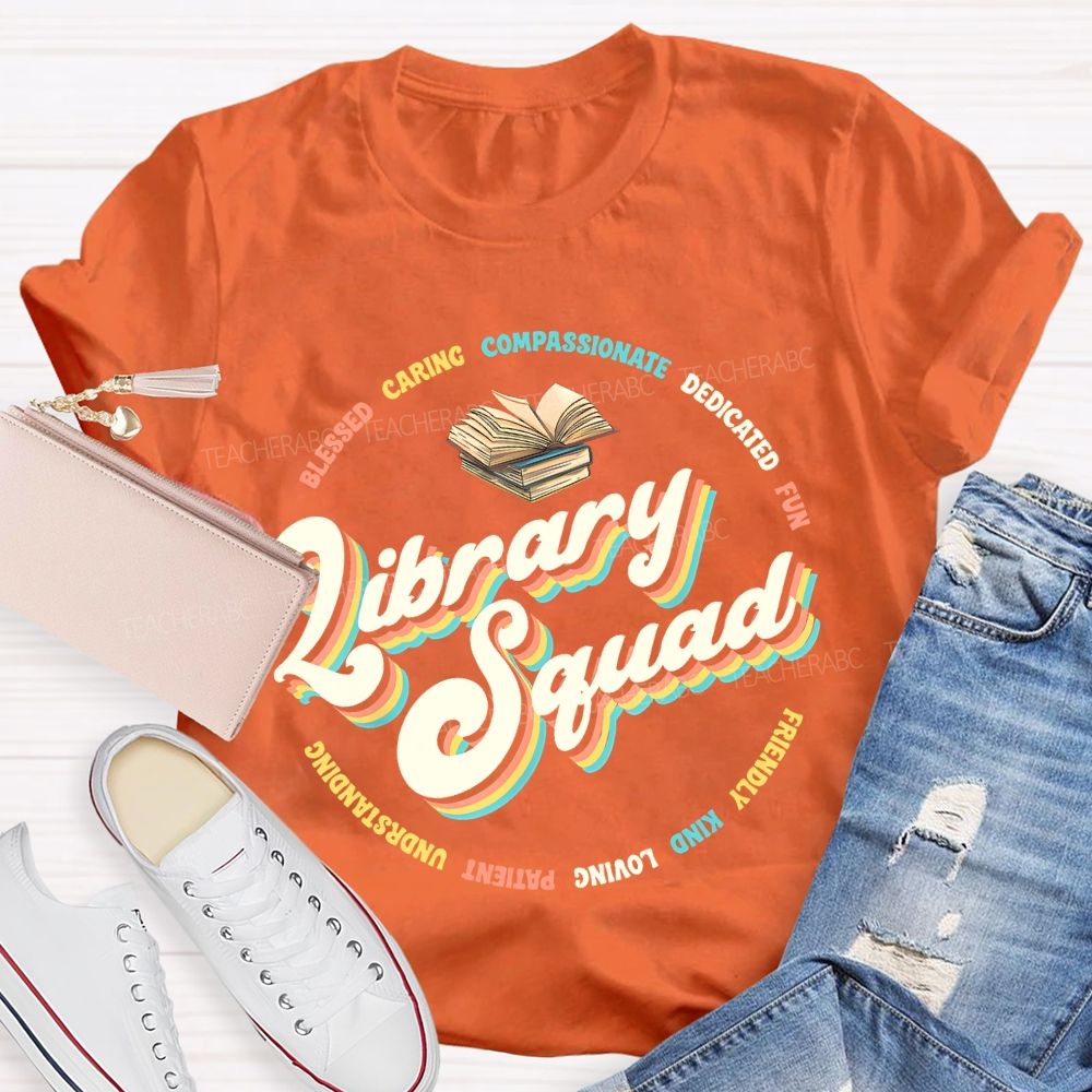 Library Squad Blessed Letters Teacher T-shirt