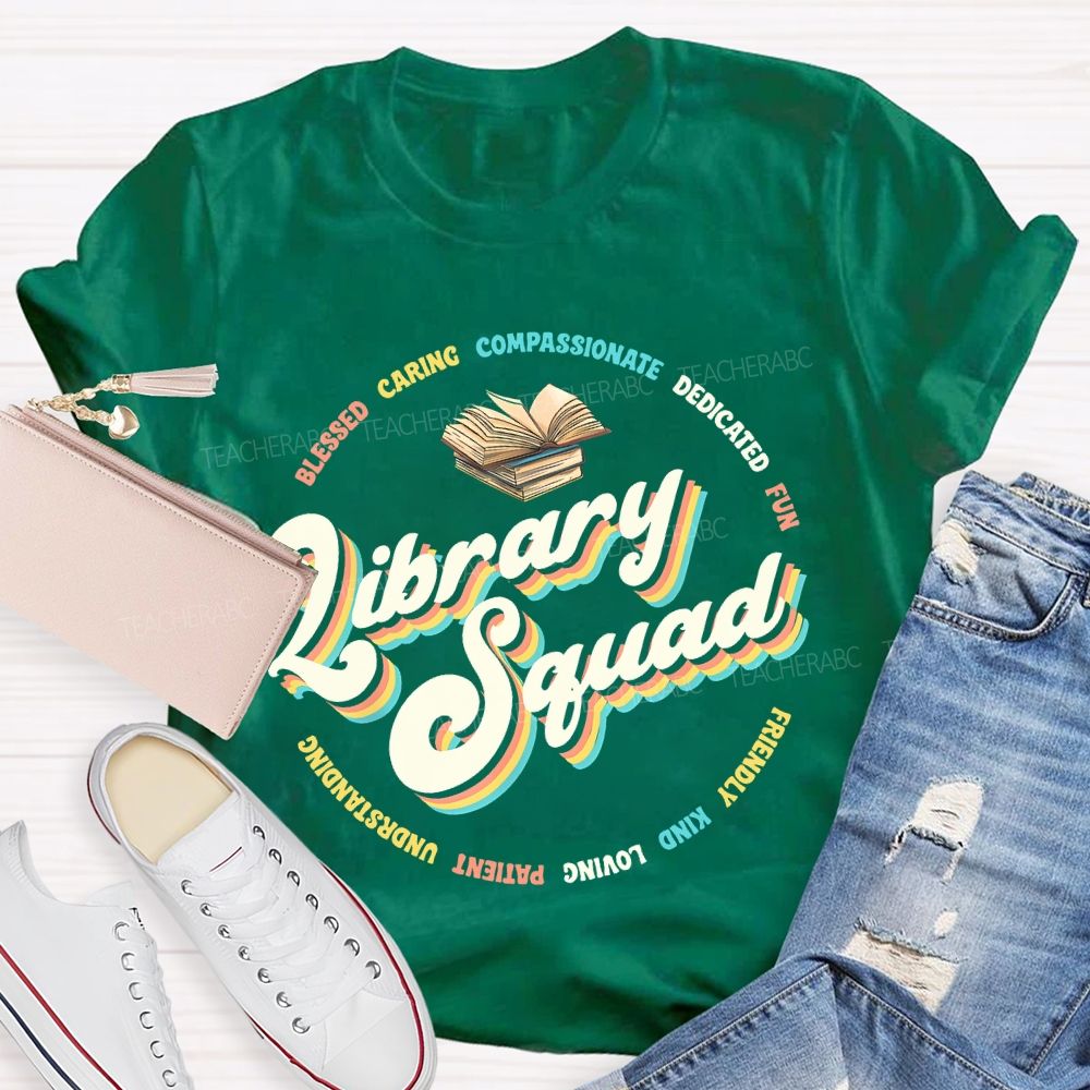 Library Squad Blessed Letters Teacher T-shirt