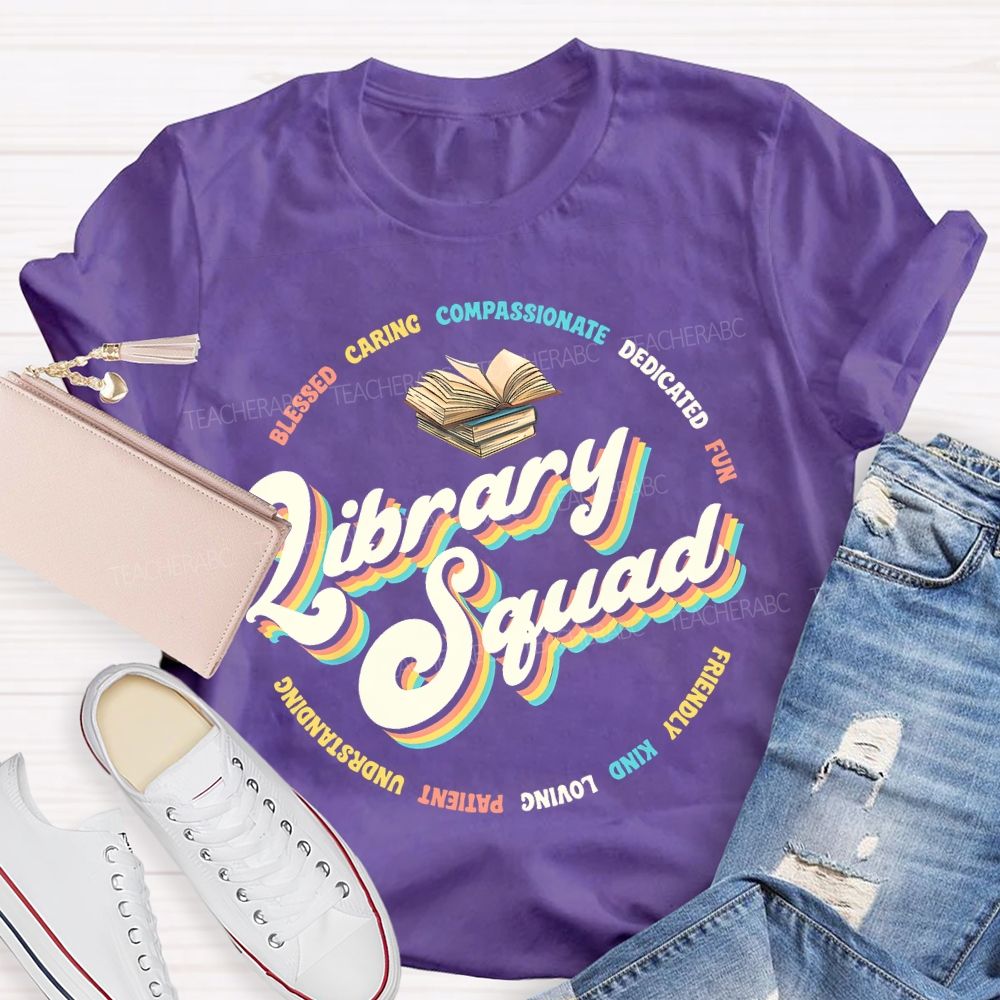 Library Squad Blessed Letters Teacher T-shirt